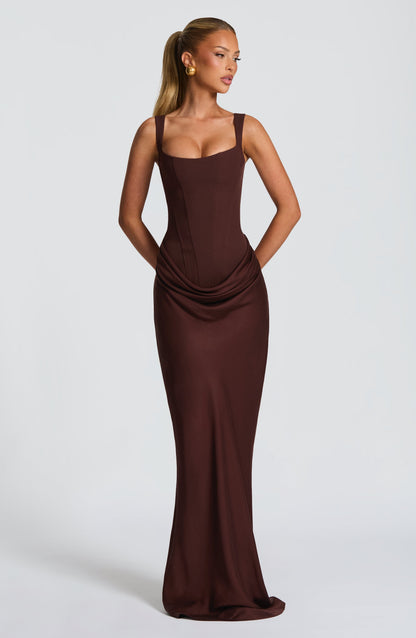 Vestido Comprido Cornelia - Castanho Ameixa