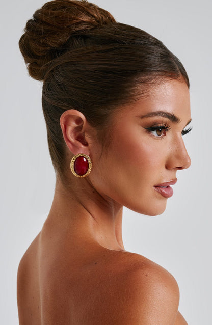 Brincos Eloise - Vermelho/Dourado