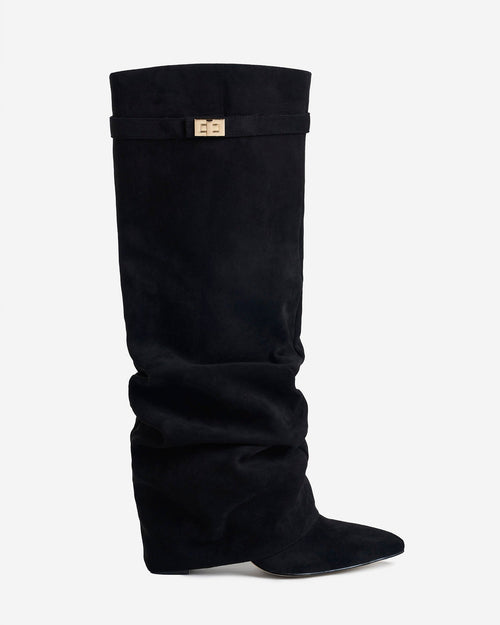 Botas de cano alto Lavista Slouchy de camurça – Preto