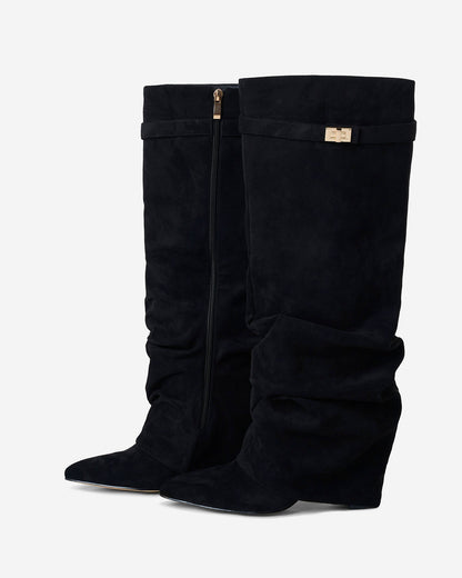 Botas de cano alto Lavista Slouchy de camurça – Preto