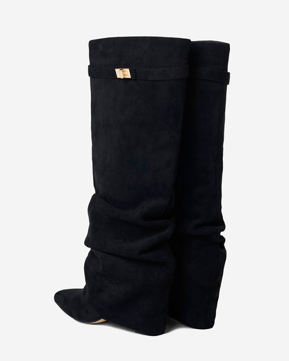 Botas de cano alto Lavista Slouchy de camurça – Preto