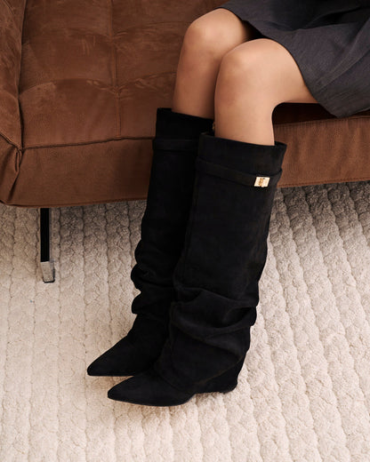 Botas de cano alto Lavista Slouchy de camurça – Preto