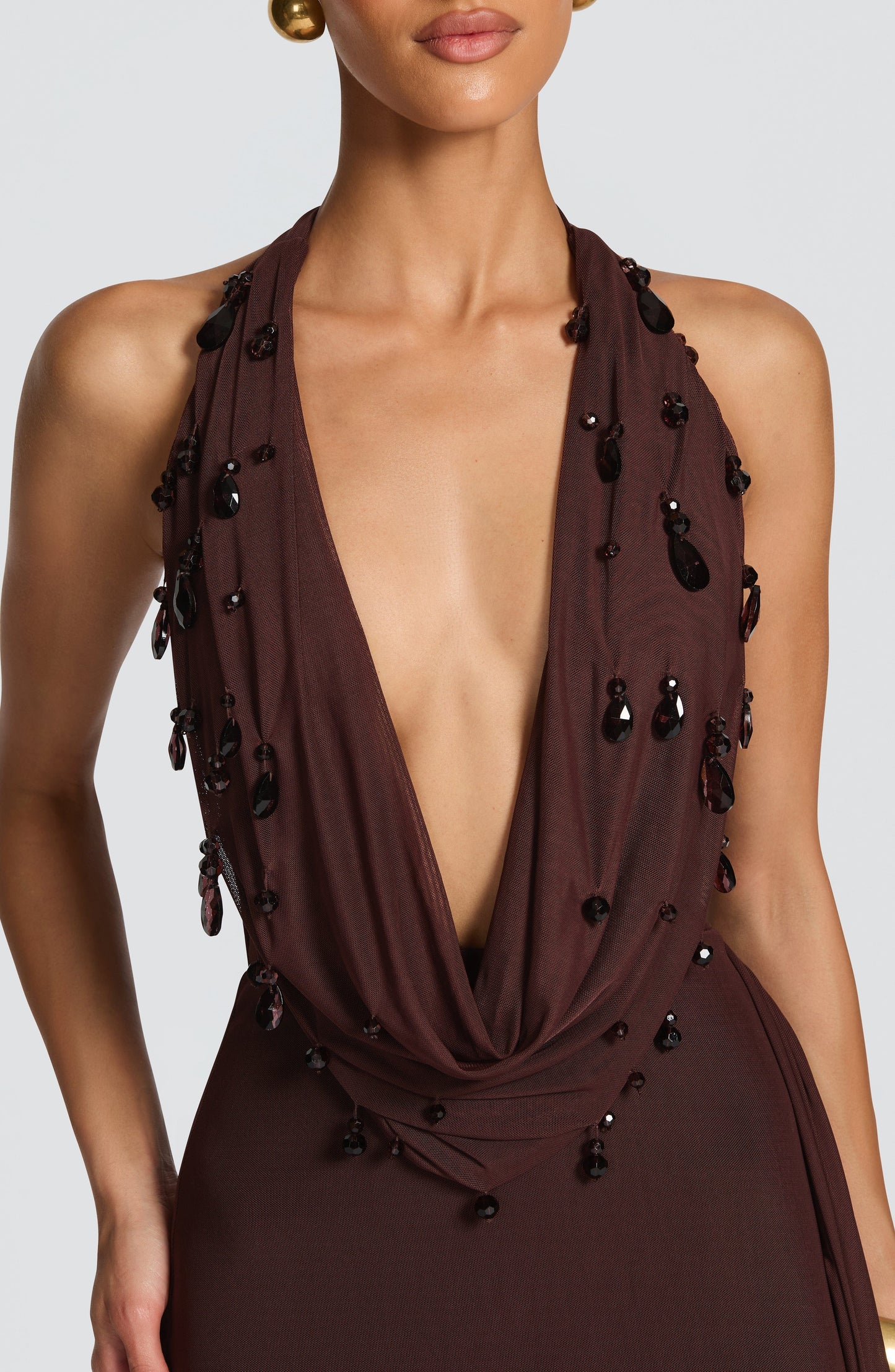 Vestido Comprido Fabia - Castanho Ameixa