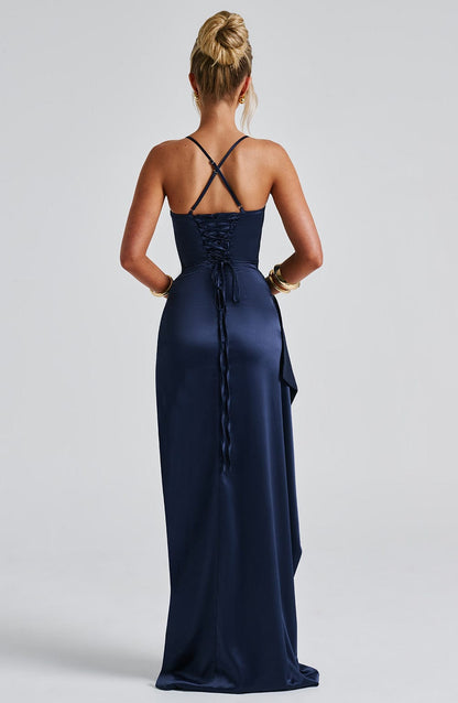 Vestido Comprido Helen - Azul-Marinho