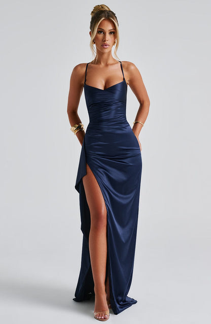 Vestido Comprido Helen - Azul-Marinho