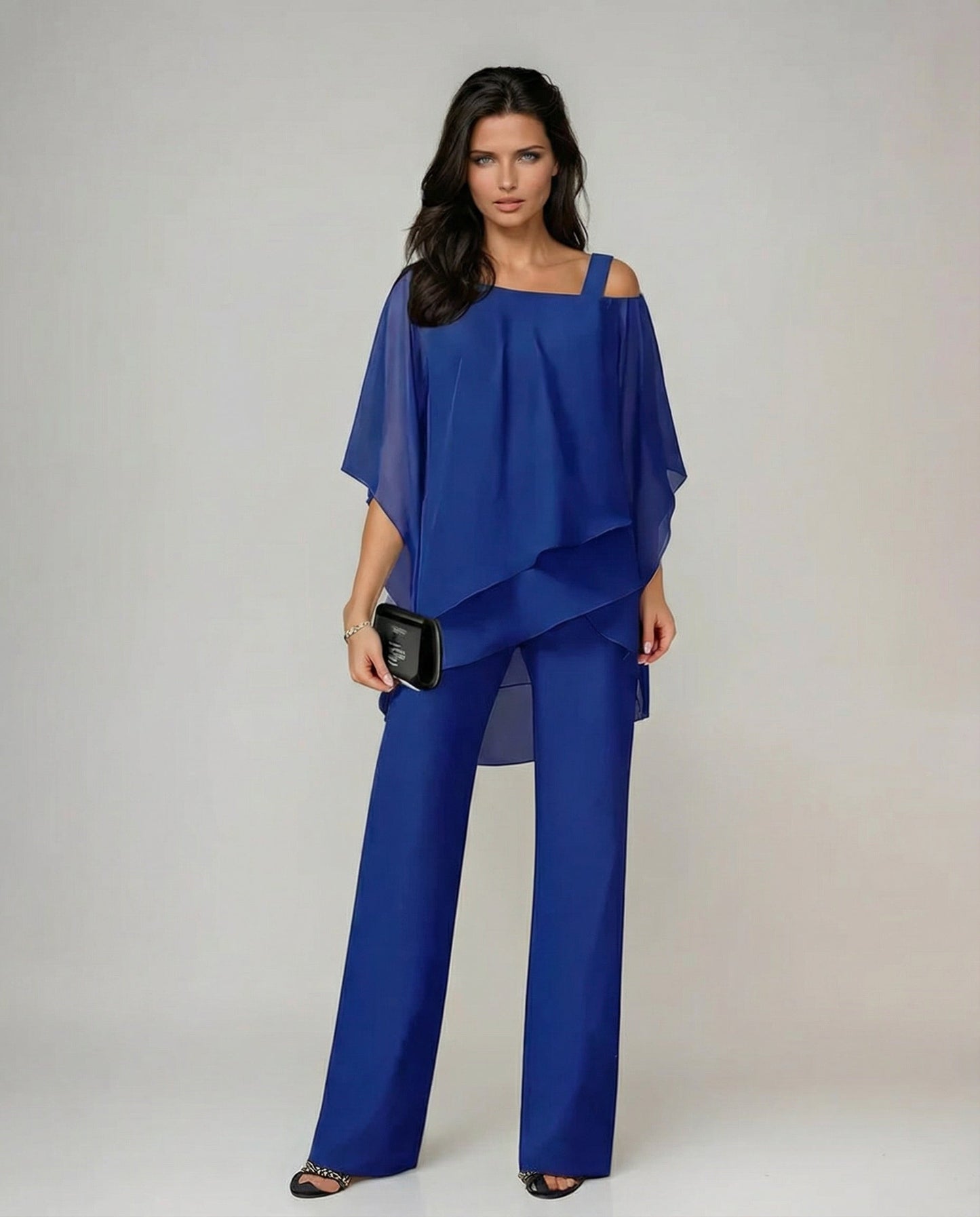 Loretta | Conjunto de algodão e tela com blusa de mangas morcego e calças largas