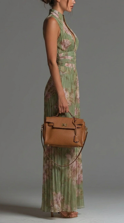 Íris Essência – Macacão de Chiffon Floral Plissado
