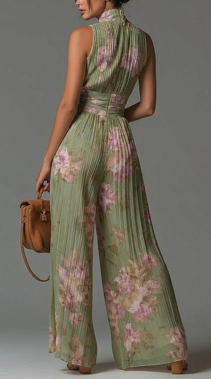 Íris Essência – Macacão de Chiffon Floral Plissado