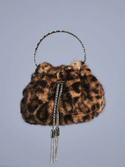 Mala de Pelo Sintético de Leopardo Adaja