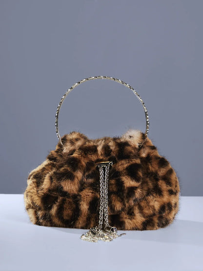 Mala de Pelo Sintético de Leopardo Adaja