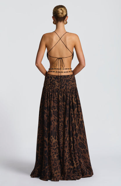 Vestido Maxi Indiana - Padrão Leopardo