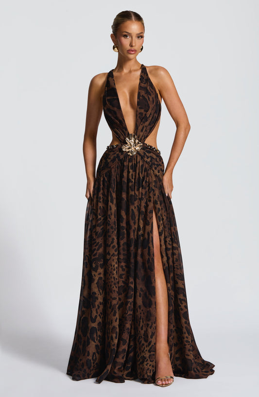 Vestido Maxi Indiana - Padrão Leopardo