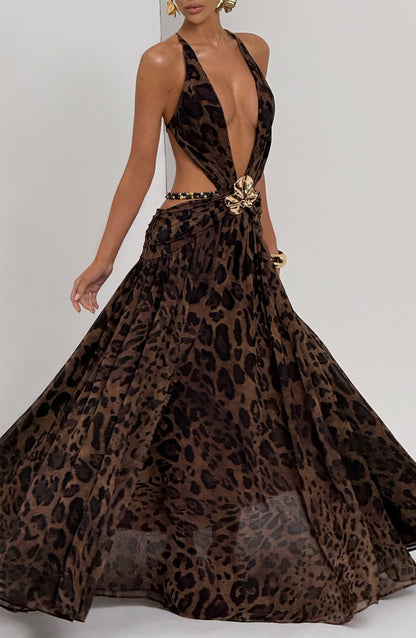 Vestido Maxi Indiana - Padrão Leopardo