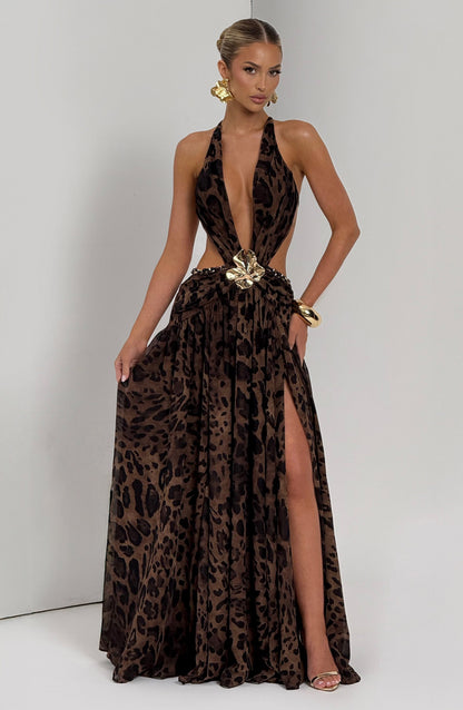 Vestido Maxi Indiana - Padrão Leopardo