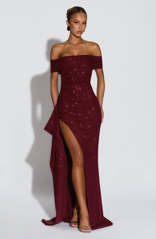 Vestido Comprido Joyce - Brilho Vinho