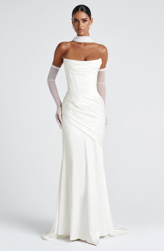 Vestido comprido Kensington - Marfim