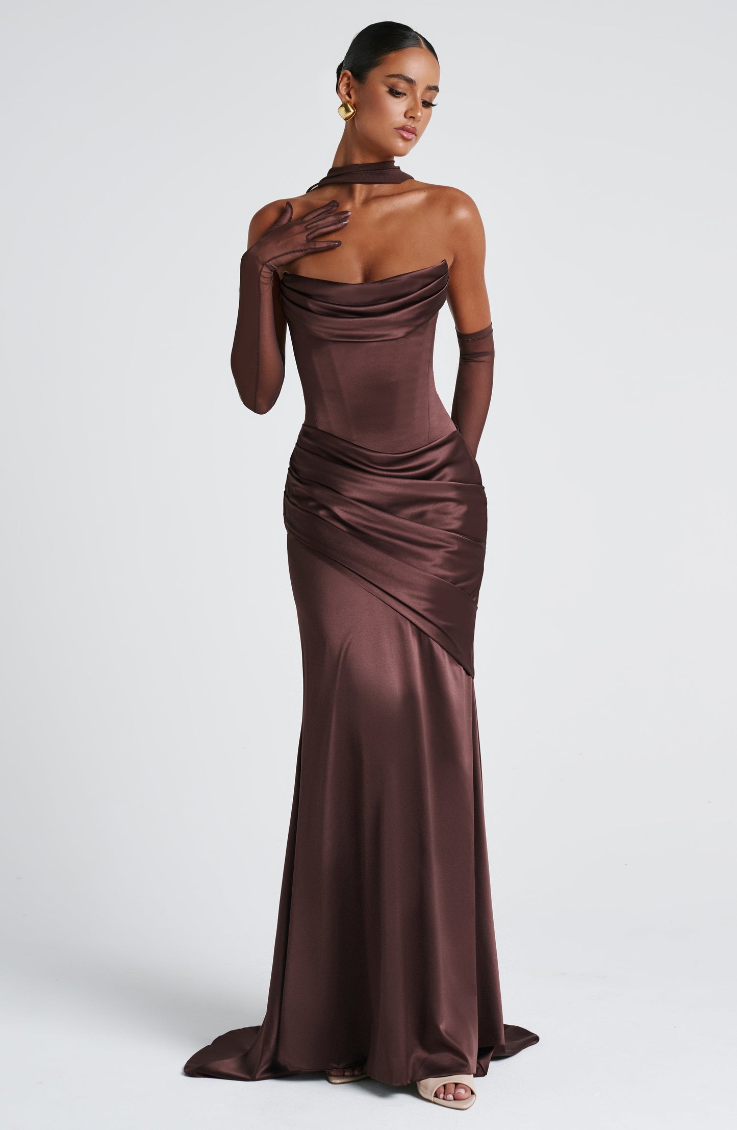 Vestido comprido Kensington - Castanho ameixa