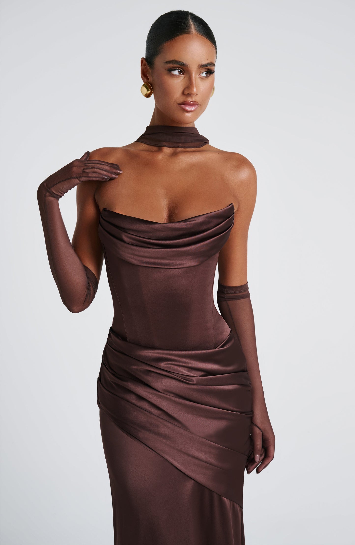 Vestido comprido Kensington - Castanho ameixa