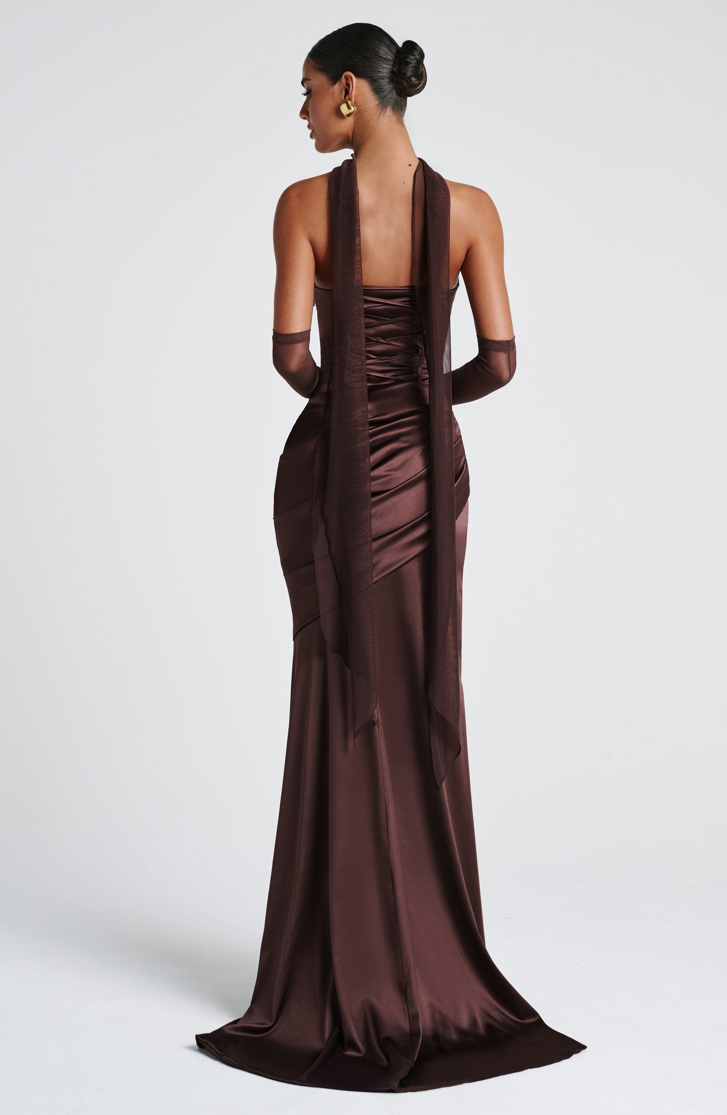 Vestido comprido Kensington - Castanho ameixa
