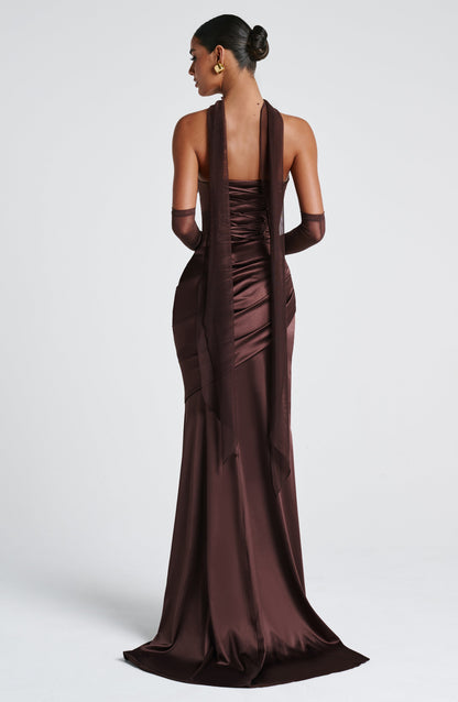 Vestido comprido Kensington - Castanho ameixa