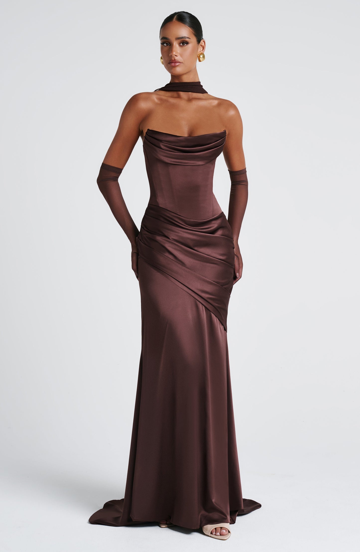 Vestido comprido Kensington - Castanho ameixa