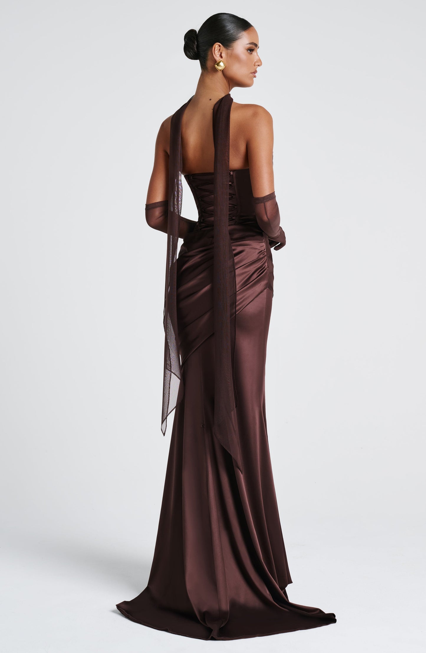 Vestido comprido Kensington - Castanho ameixa