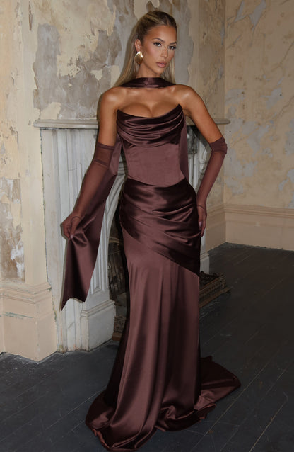 Vestido comprido Kensington - Castanho ameixa