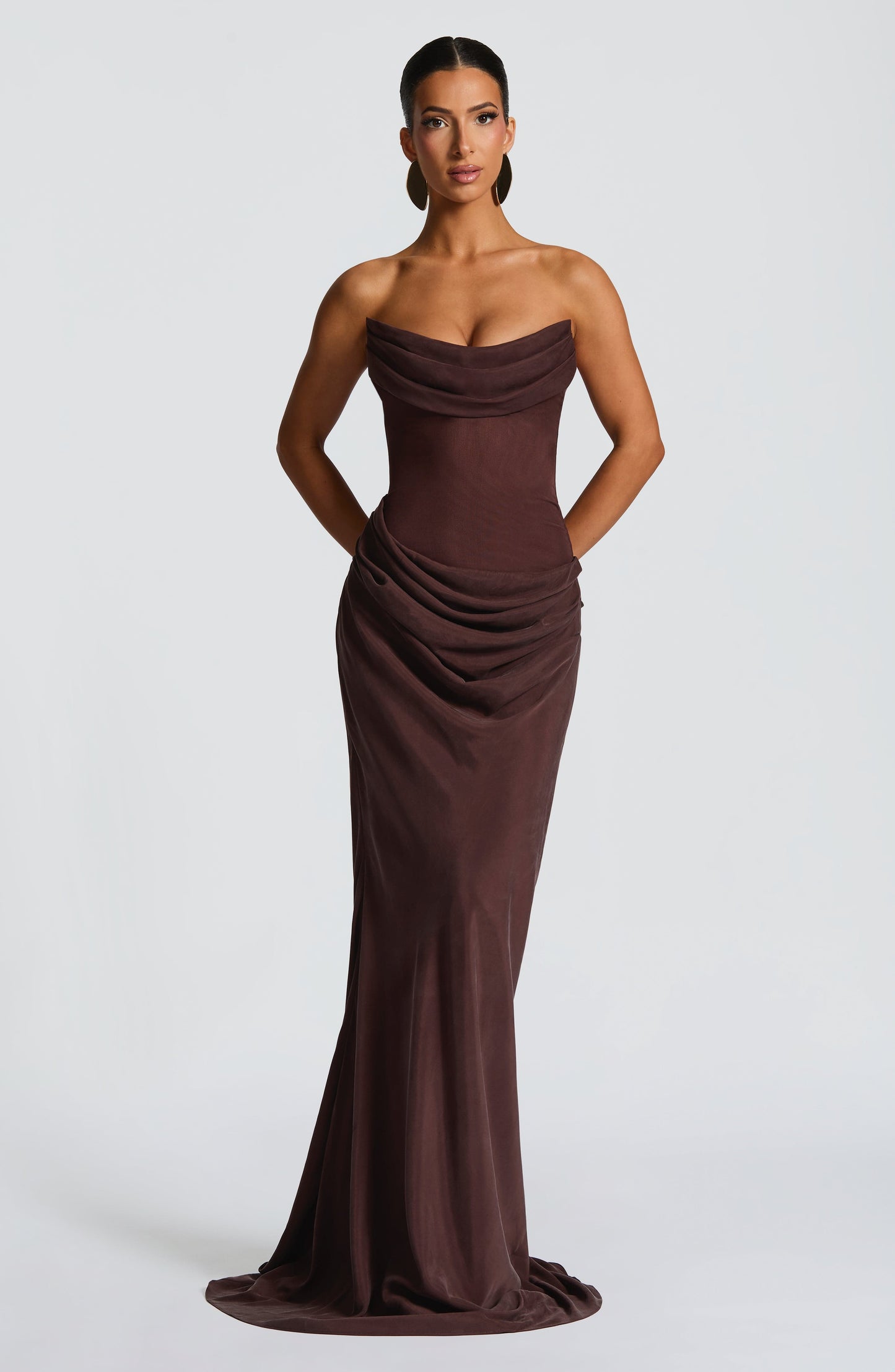 Vestido Comprido Liora - Castanho Ameixa