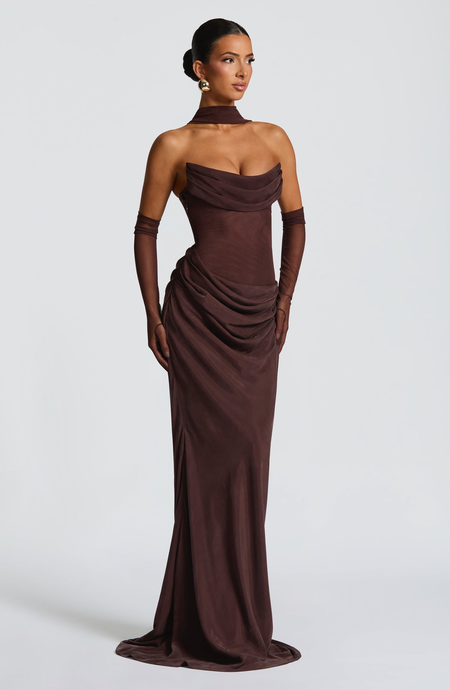 Vestido Comprido Liora - Castanho Ameixa