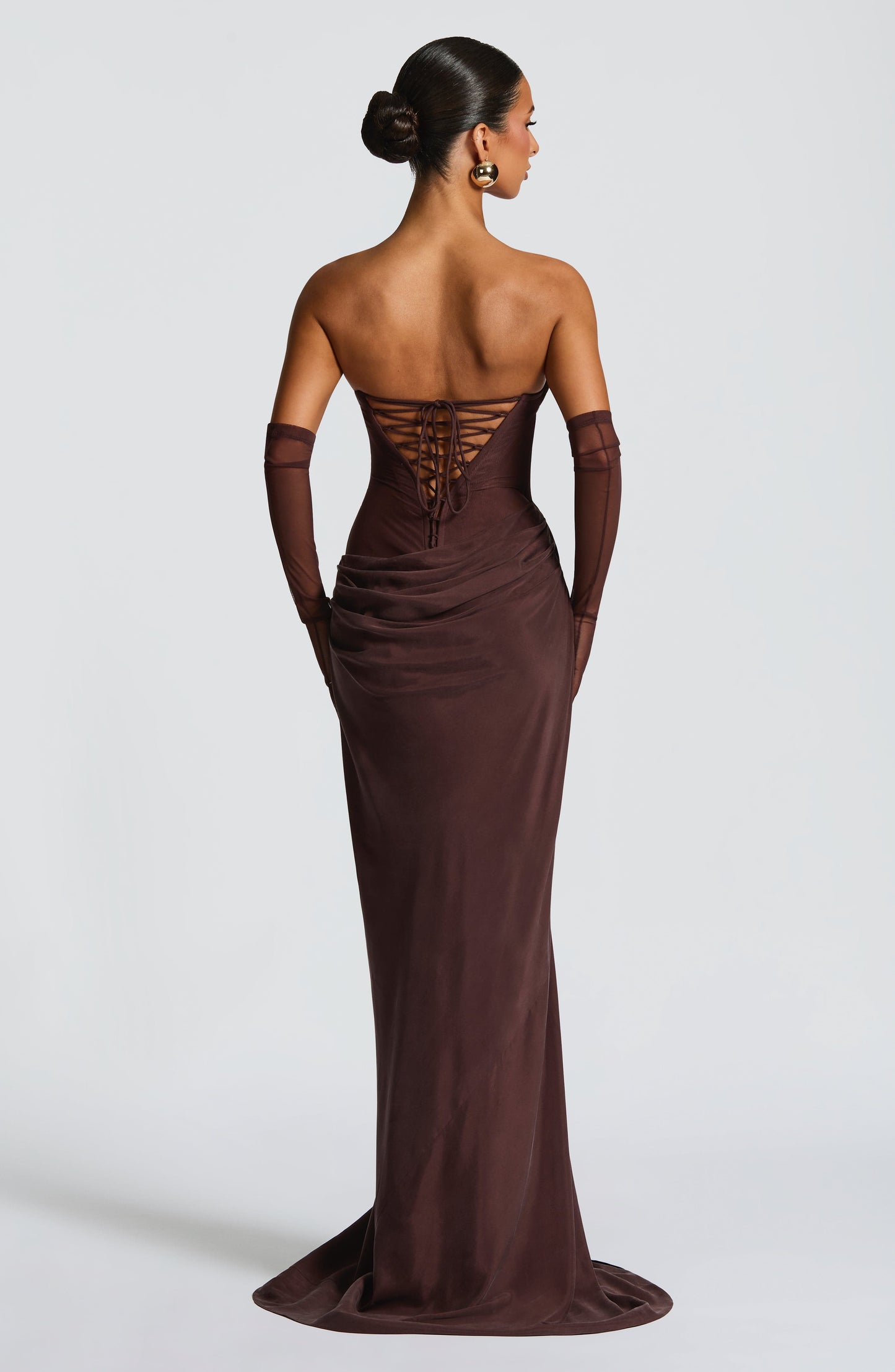 Vestido Comprido Liora - Castanho Ameixa