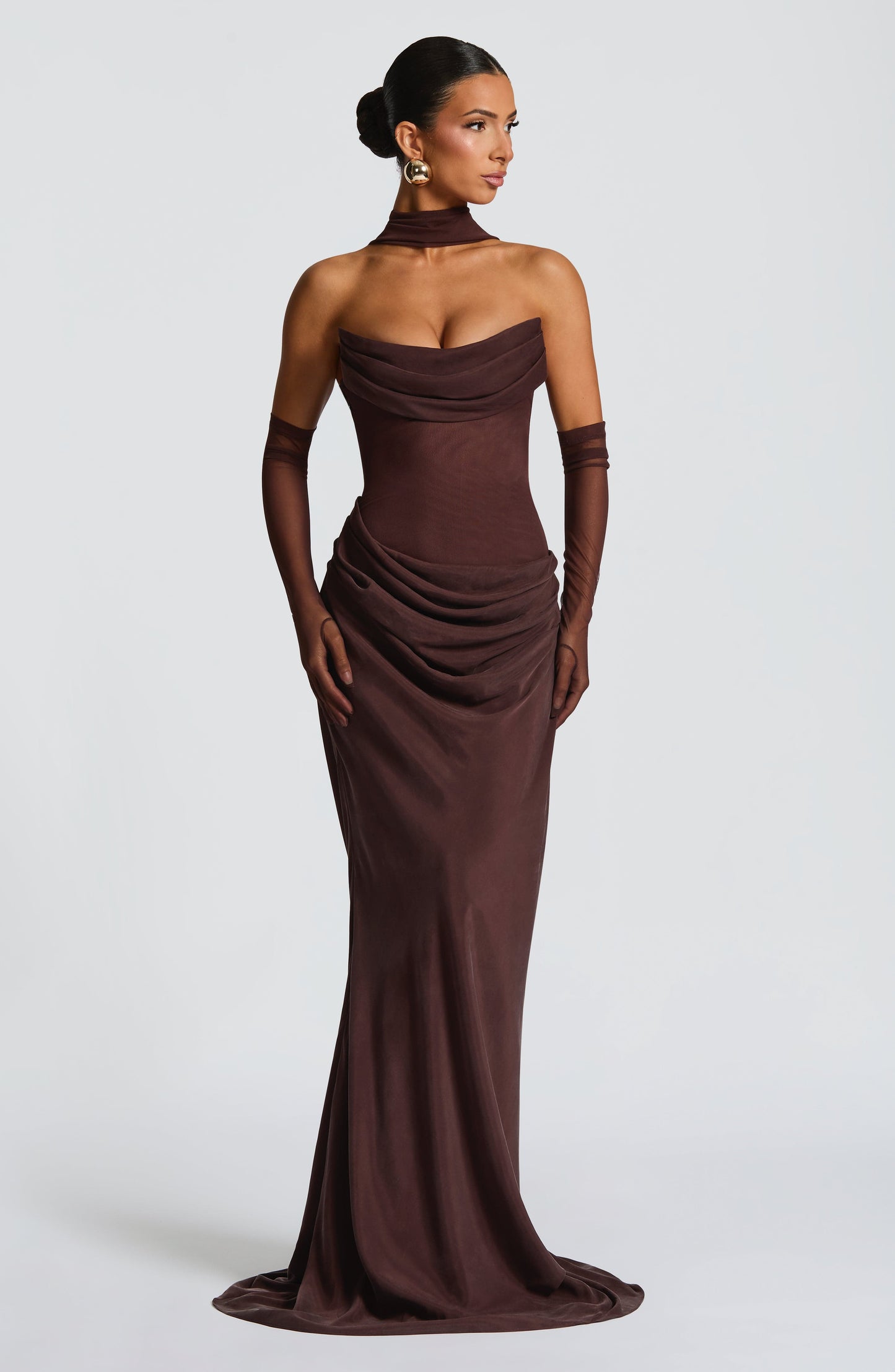 Vestido Comprido Liora - Castanho Ameixa