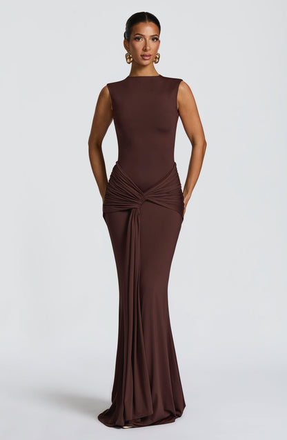 Vestido Maxi Lorenza - Castanho Ameixa
