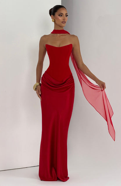 Vestido comprido Maggie - Vermelho