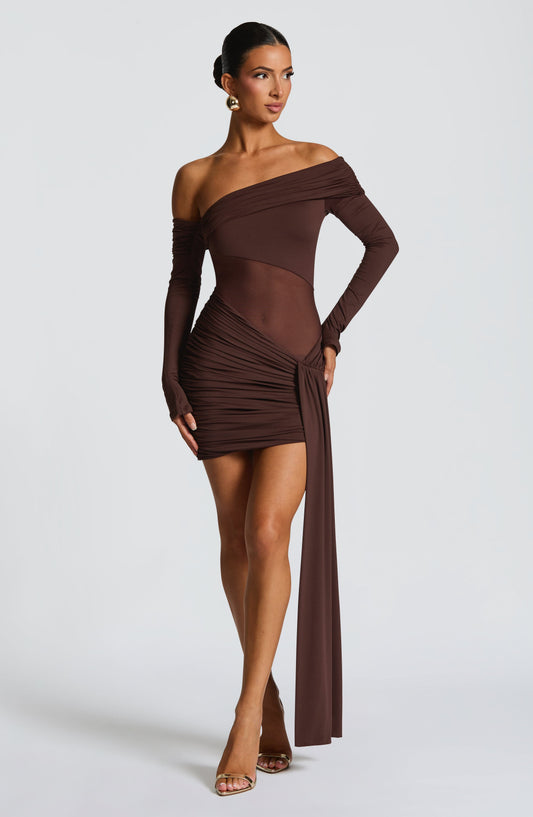 Mavra Mini Vestido - Castanho Ameixa
