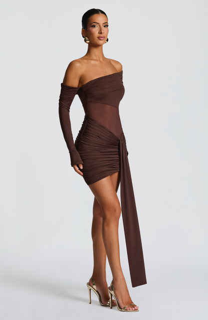 Mavra Mini Vestido - Castanho Ameixa