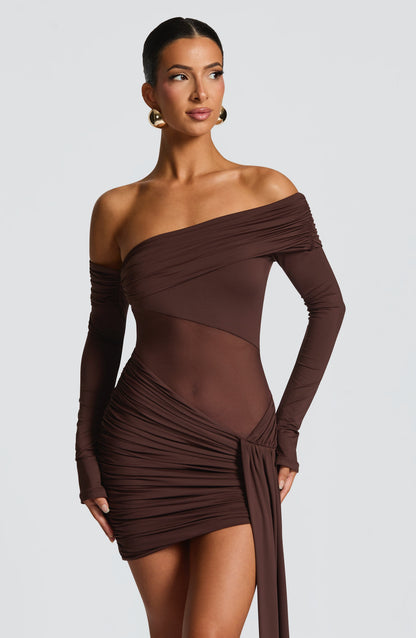 Mavra Mini Vestido - Castanho Ameixa