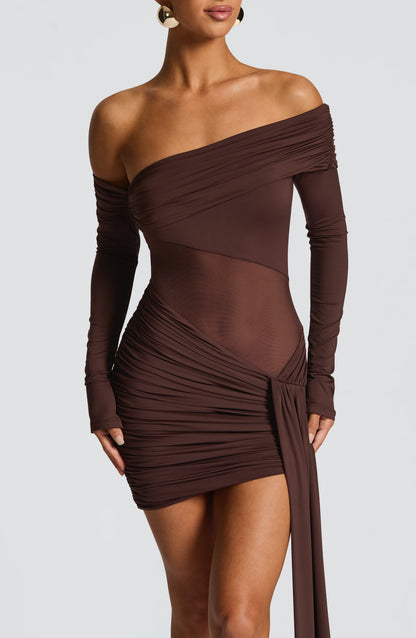Mavra Mini Vestido - Castanho Ameixa
