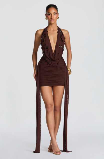 Mini Vestido Melona - Castanho Ameixa