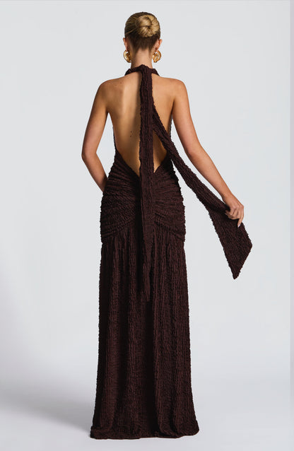Vestido Maxi Minerva - Castanho-Ameixa