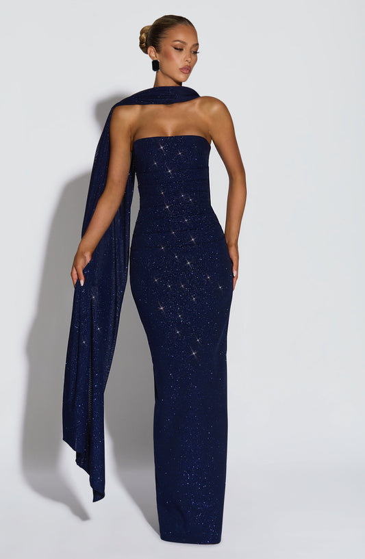 Pandra Maxi Dress - Azul Marinho Brilhante
