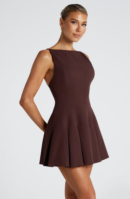 Rory Mini Vestido - Castanho Ameixa