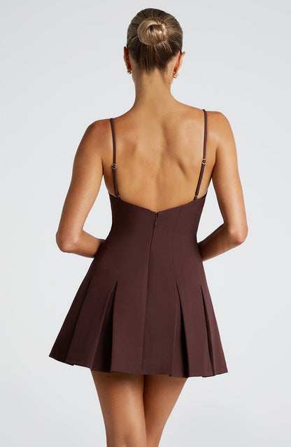 Rory Mini Vestido - Castanho Ameixa