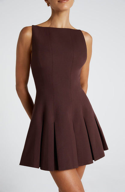 Rory Mini Vestido - Castanho Ameixa