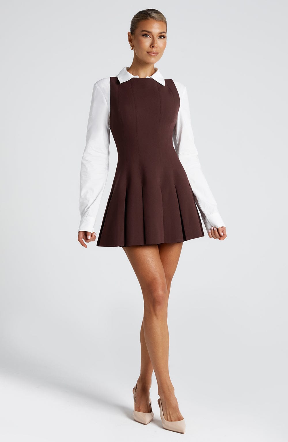 Rory Mini Vestido - Castanho Ameixa