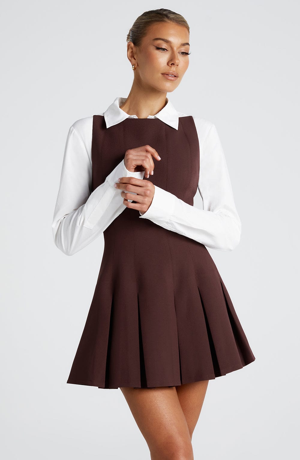 Rory Mini Vestido - Castanho Ameixa