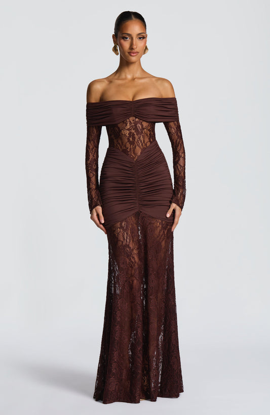 Vestido Comprido Sauline - Castanho Ameixa