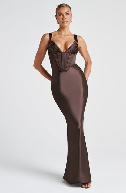 Vestido Maxi Shae - Castanho-Ameixa