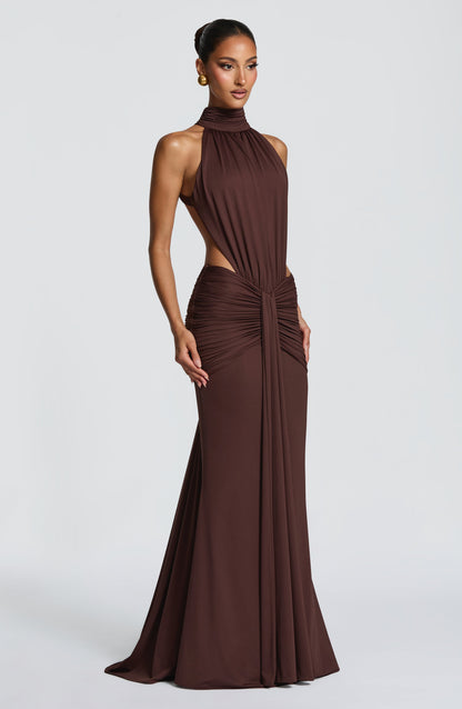 Vestido Comprido Thekla - Castanho Ameixa