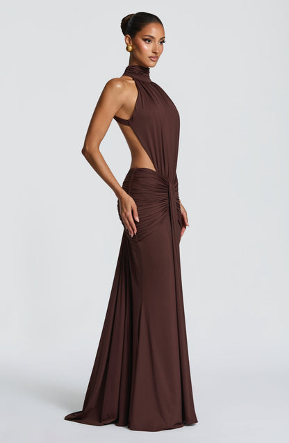 Vestido Comprido Thekla - Castanho Ameixa