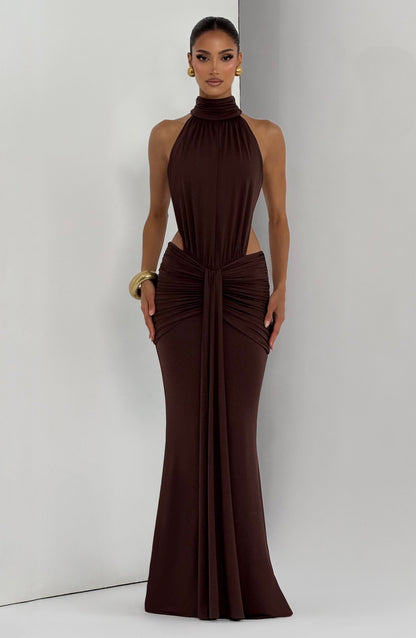 Vestido Comprido Thekla - Castanho Ameixa